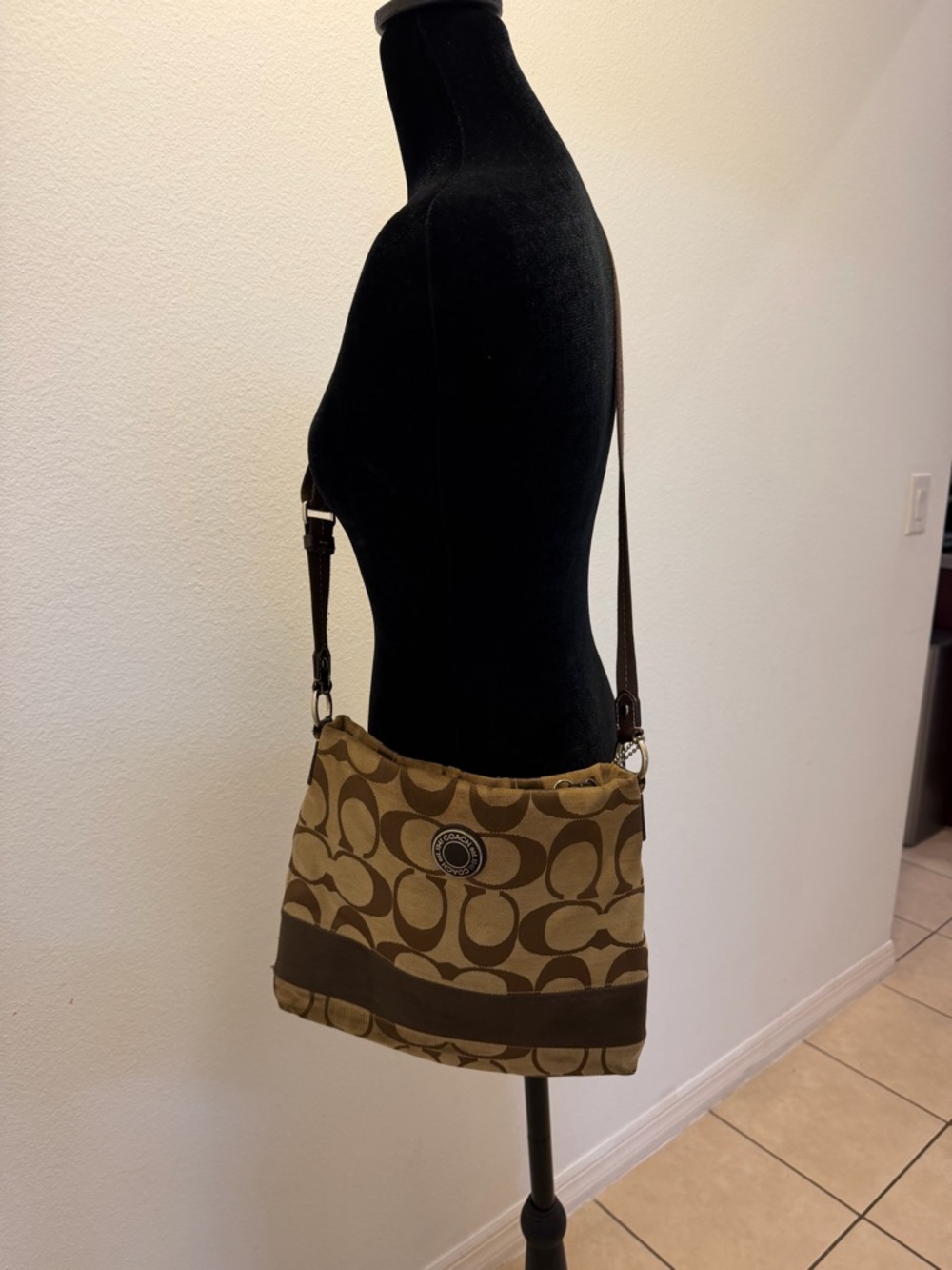 Coach Brown Signature Canvas Crossbody Bag